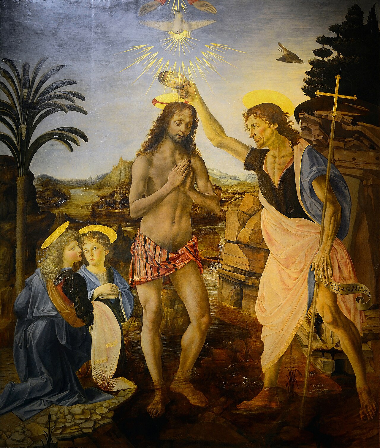 The Baptism of Christ, Andrea del Verrocchio (with Leonardo da Vinci)